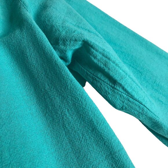 CMC Color Me Cotton Top Womens M Aqua Tunic Asymmetric Oversized Lagenlook NWT - Picture 9 of 15